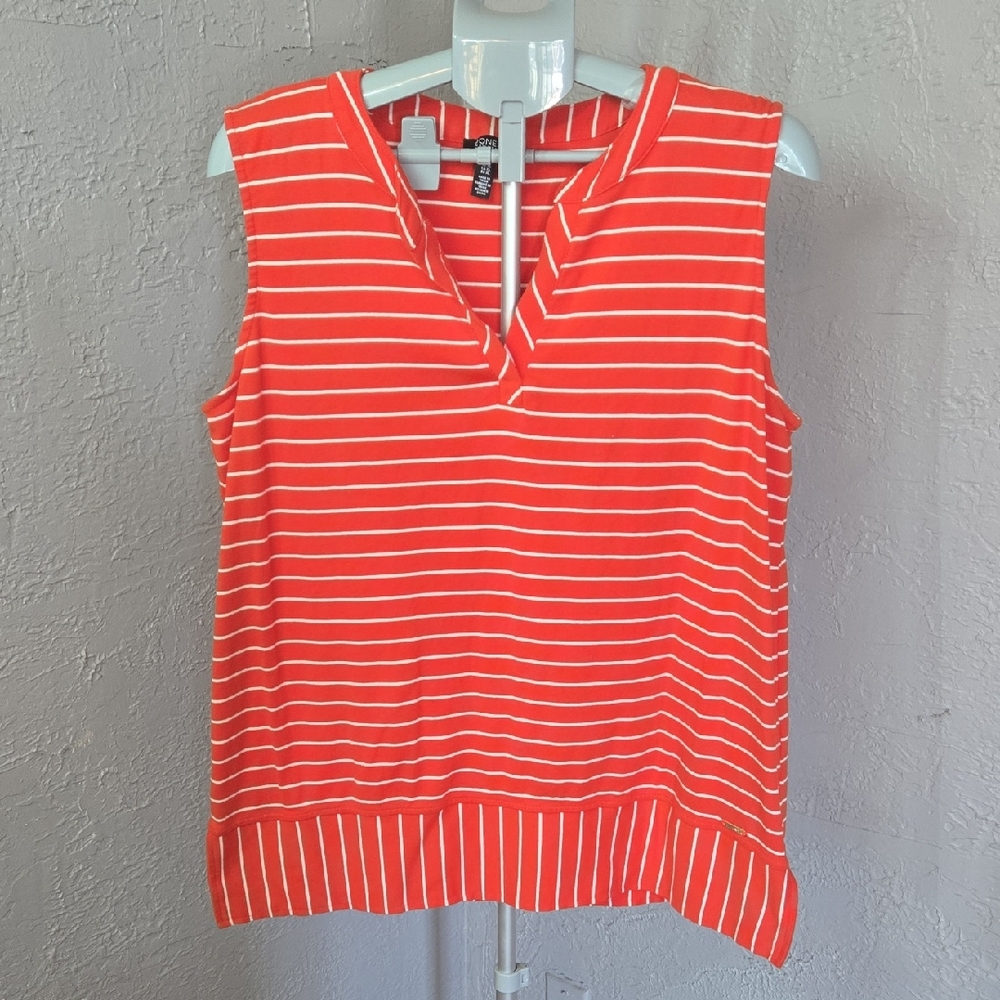Jones New York Orange and White Striped Tank Top